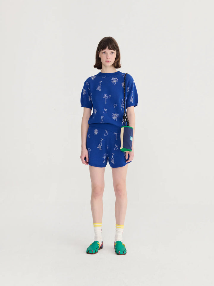 Summer trip jacquard knitted shorts