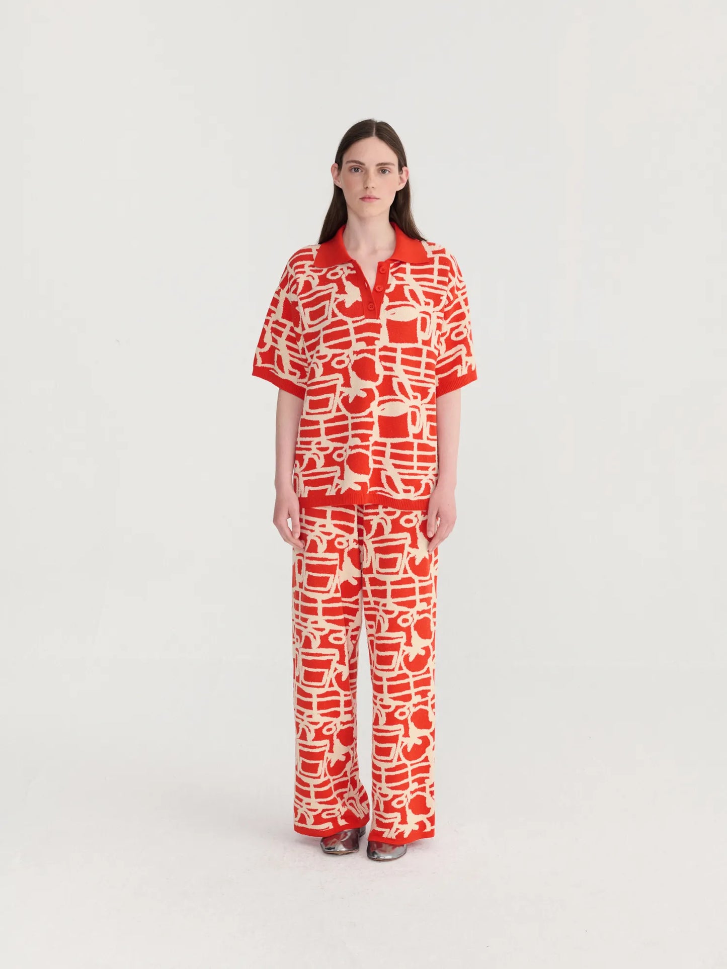 Cookery Festival jacquard knitted trousers