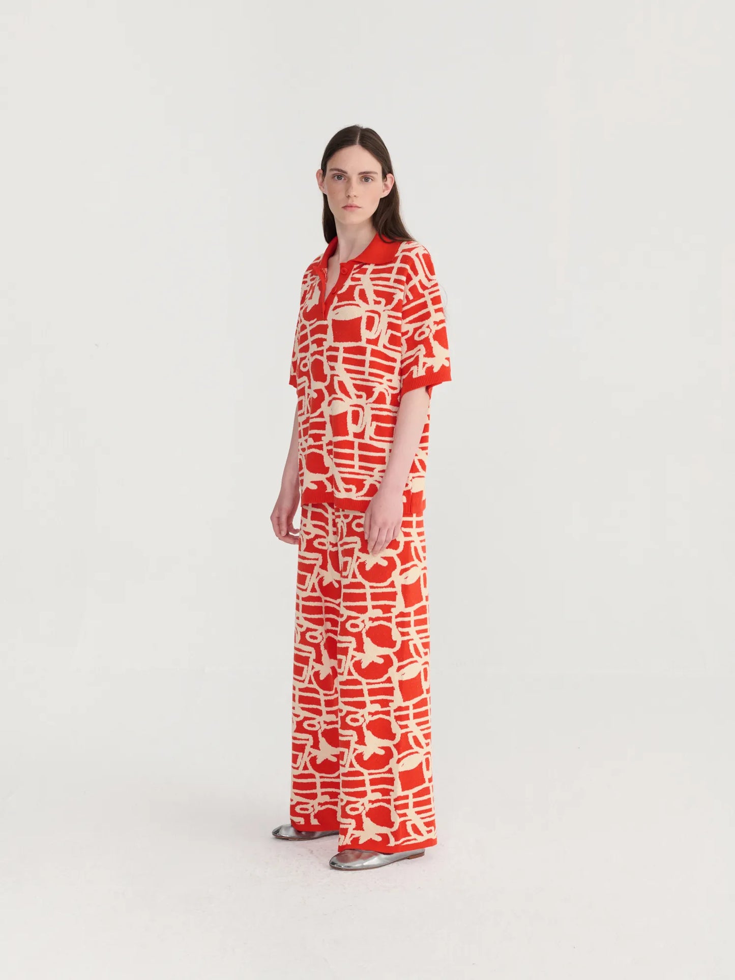 Cookery Festival jacquard knitted trousers