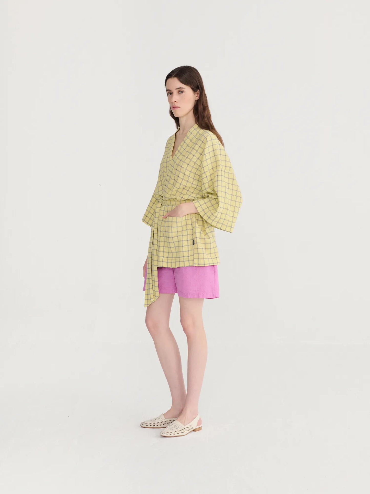 Kimono court en crêpe mousseline Spicy Window