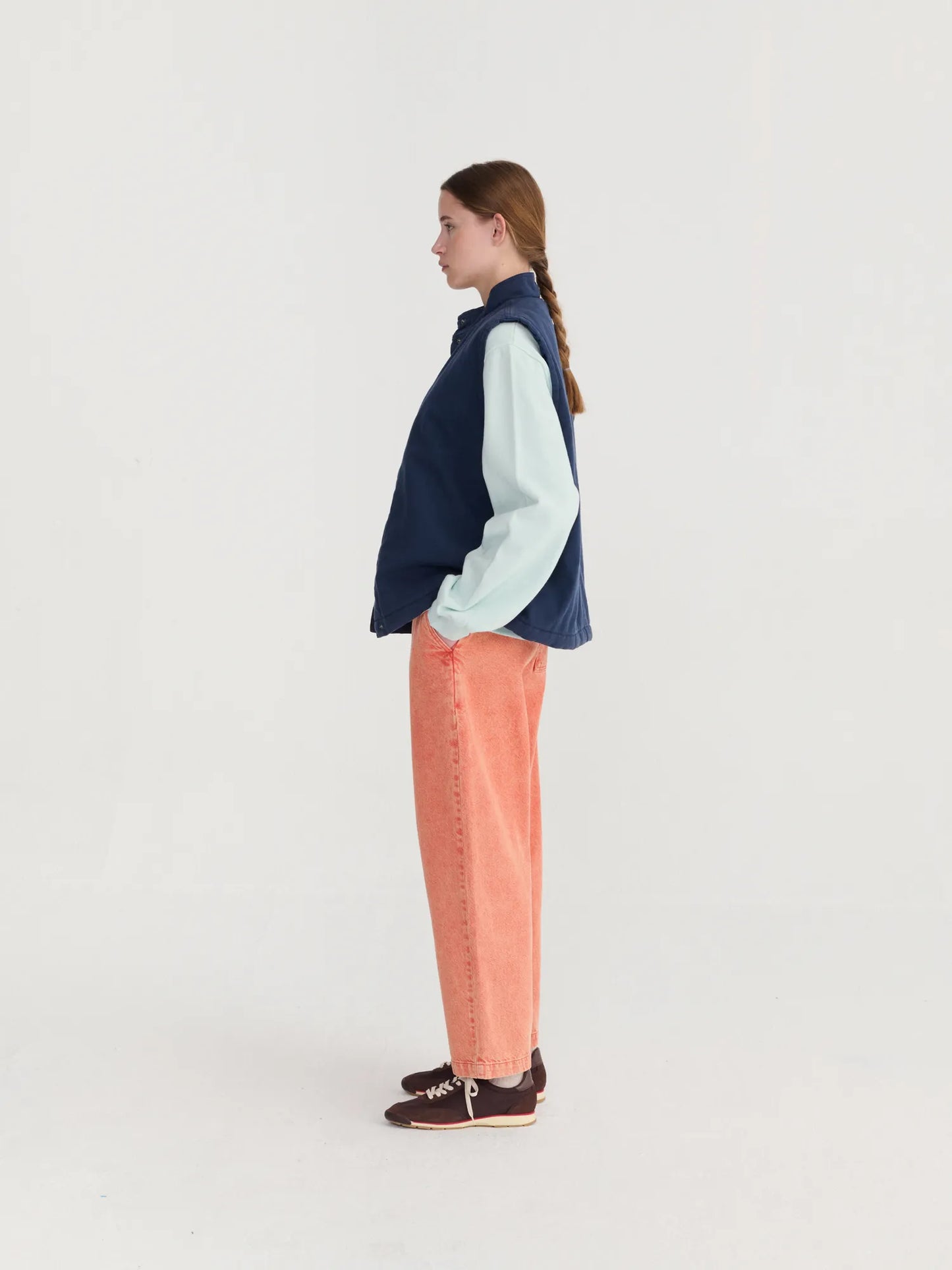 Gilet sans manches en coton délavé