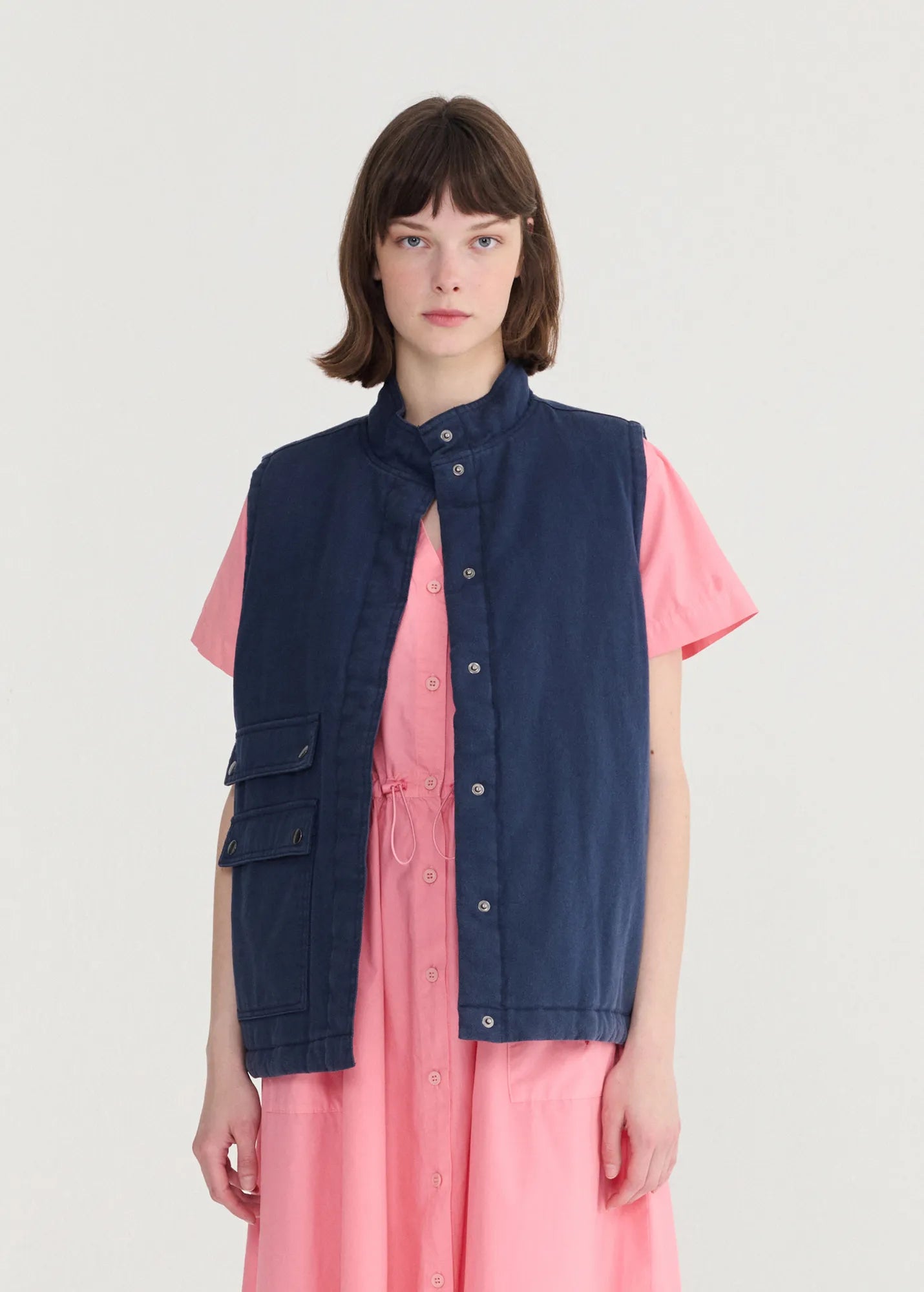 Gilet sans manches en coton délavé