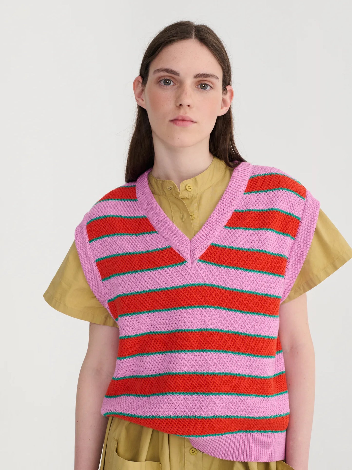 Striped V-neck vest