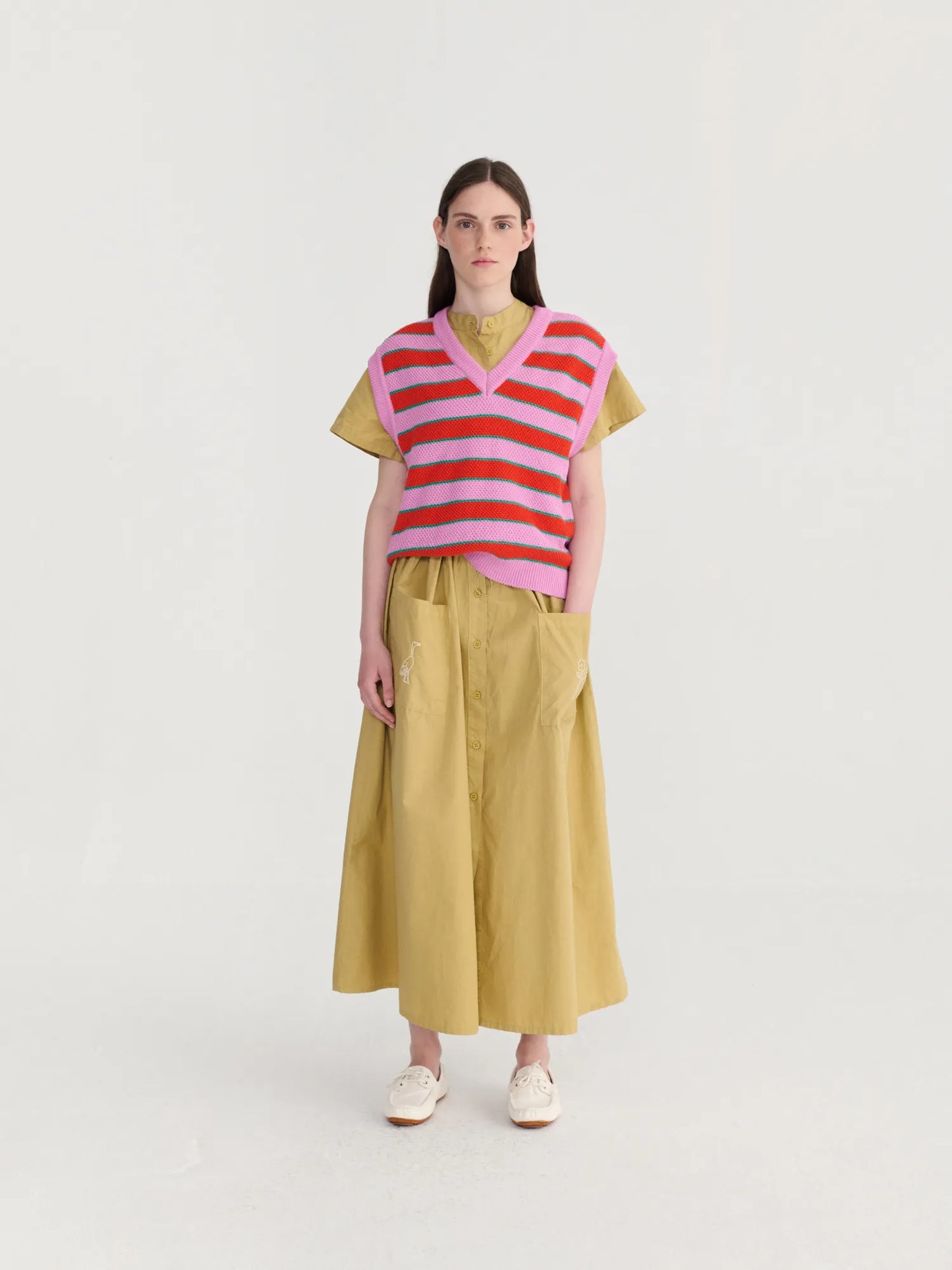 Striped V-neck vest