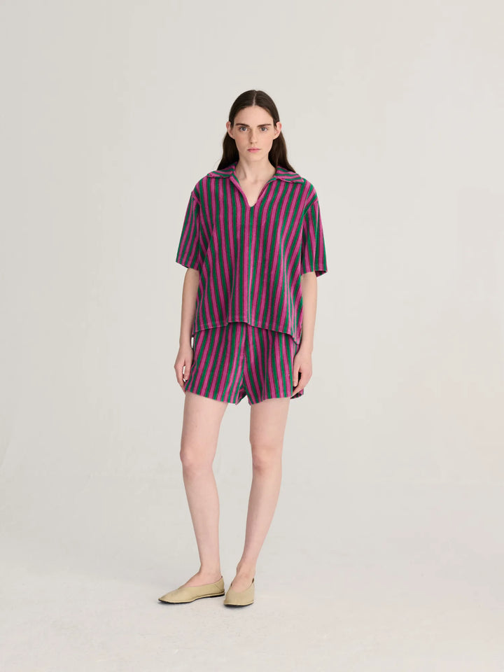 Striped terry shorts