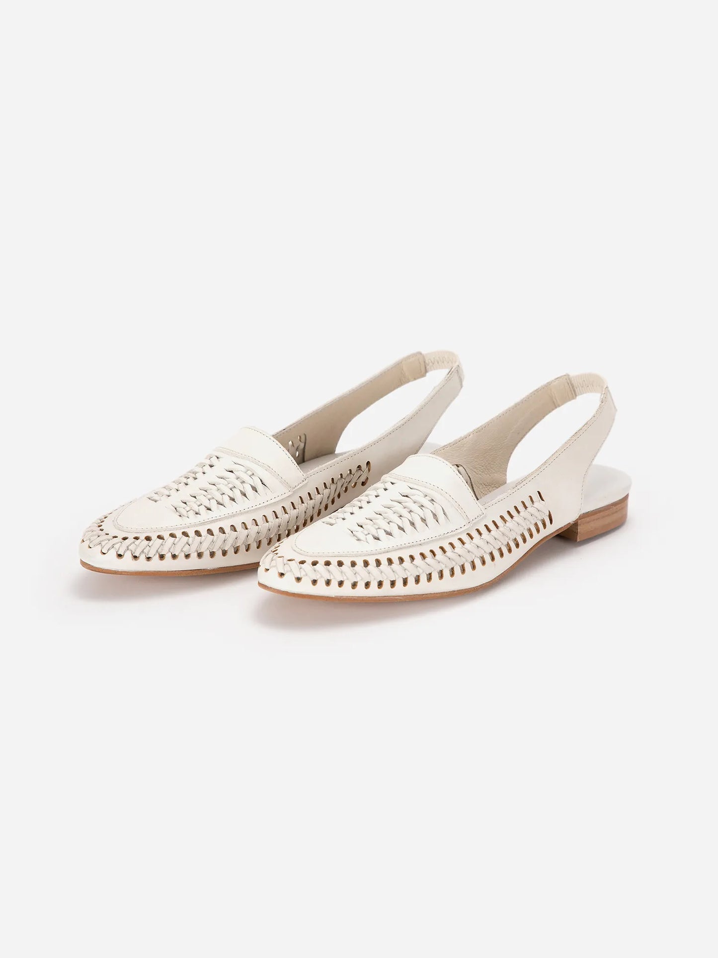 Braided leather slingback flat shoes