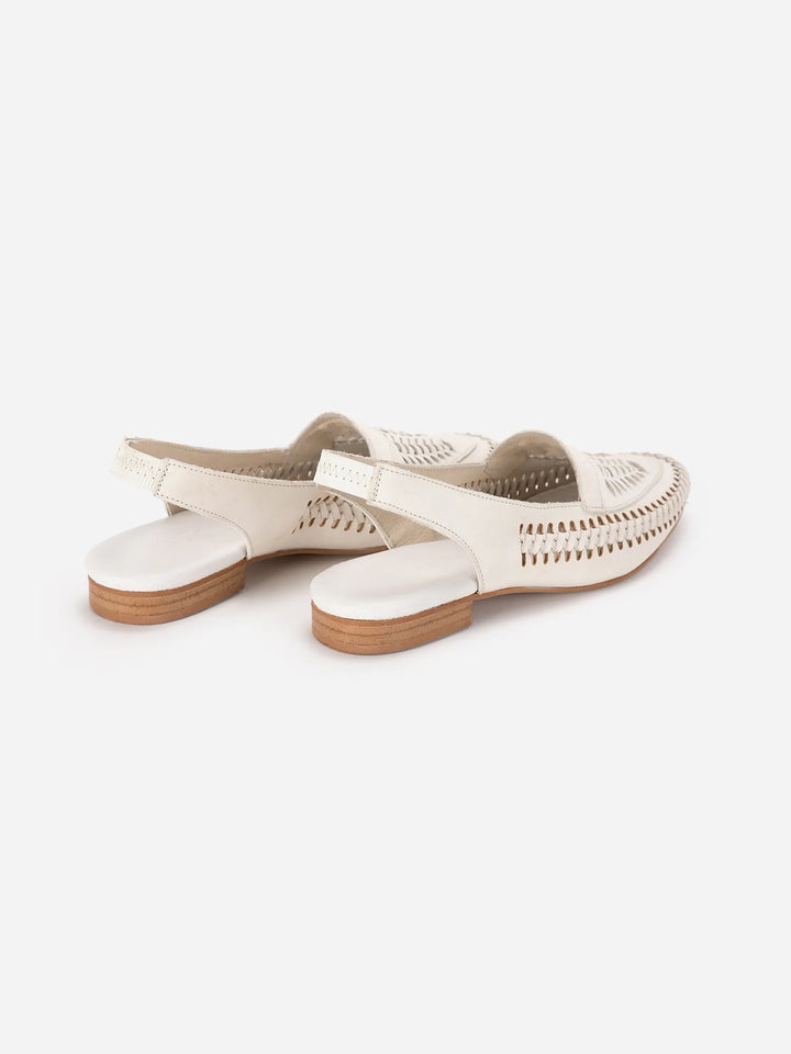 Braided leather slingback flat shoes
