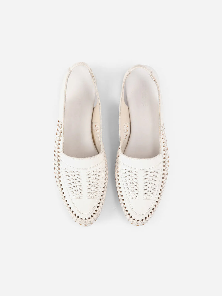 Braided leather slingback flat shoes