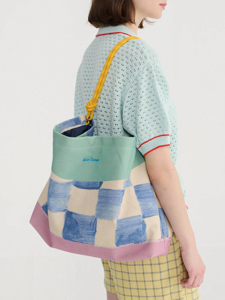 Color block canvas cross-body bag