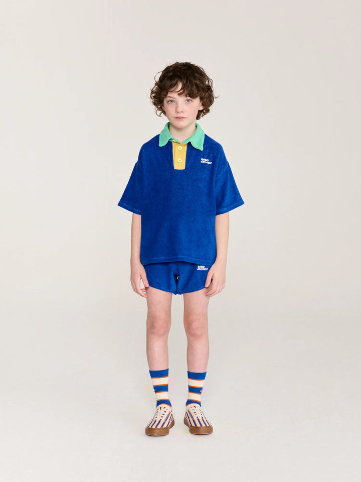 Color block terry cloth shorts