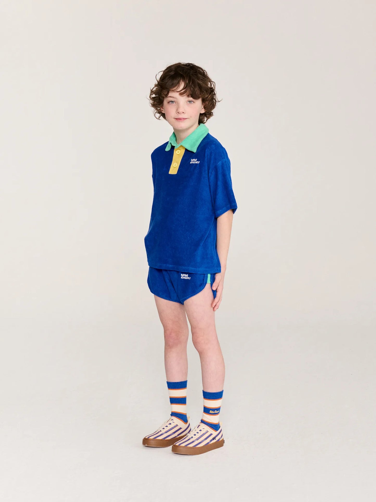 Color block terry cloth shorts