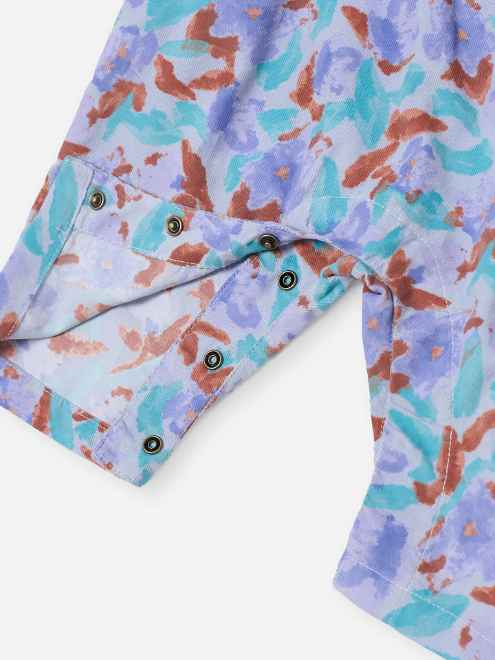 Watercolor all over corduroy overall