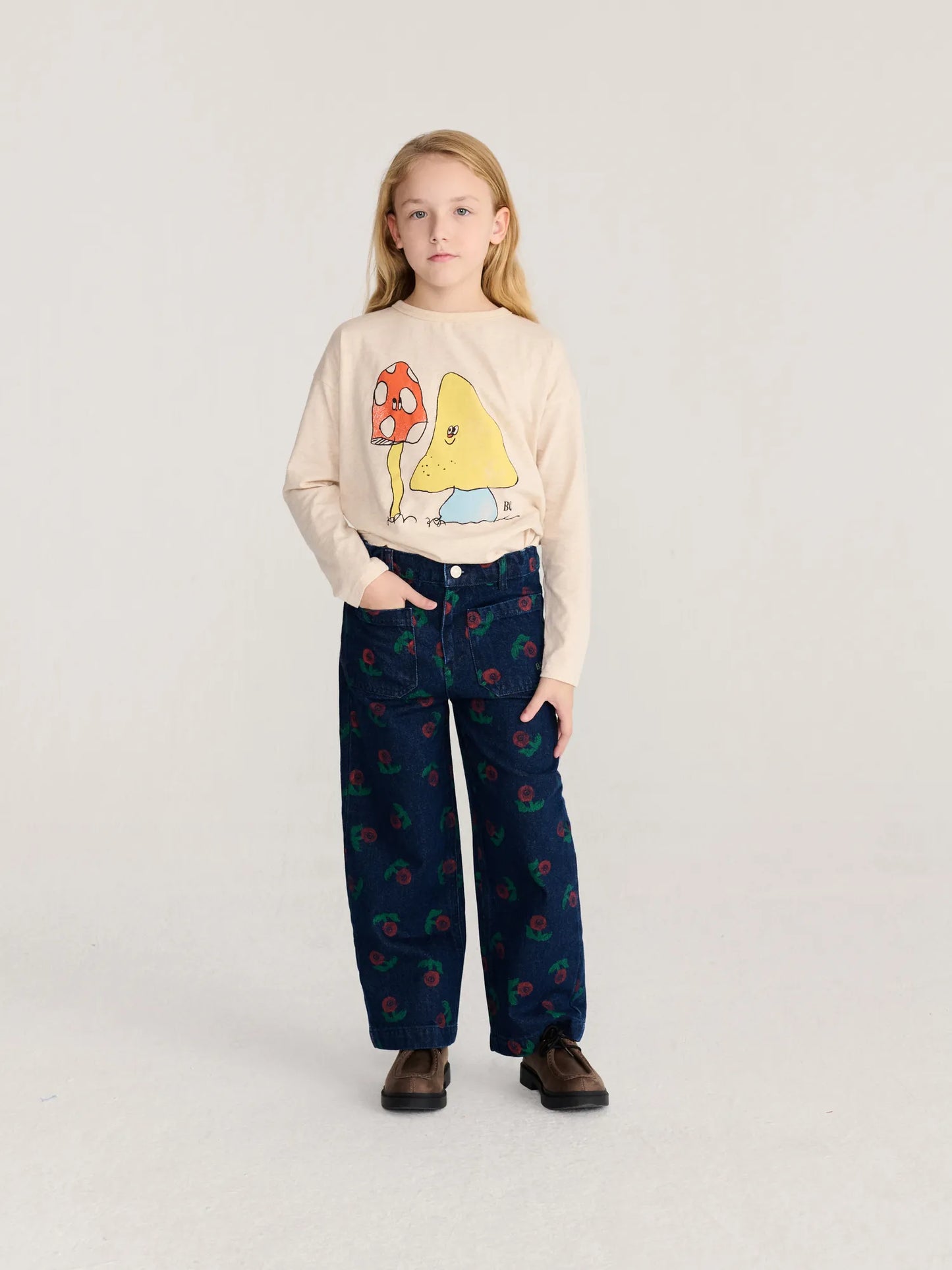 Stamp Bloom all over denim pants