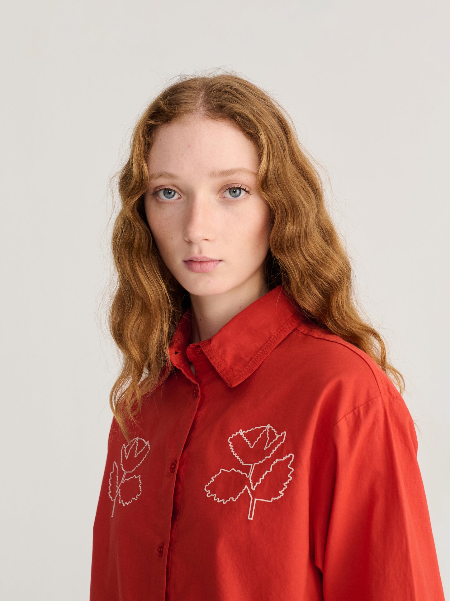 Chemise en popeline à broderie Vibrant Flower