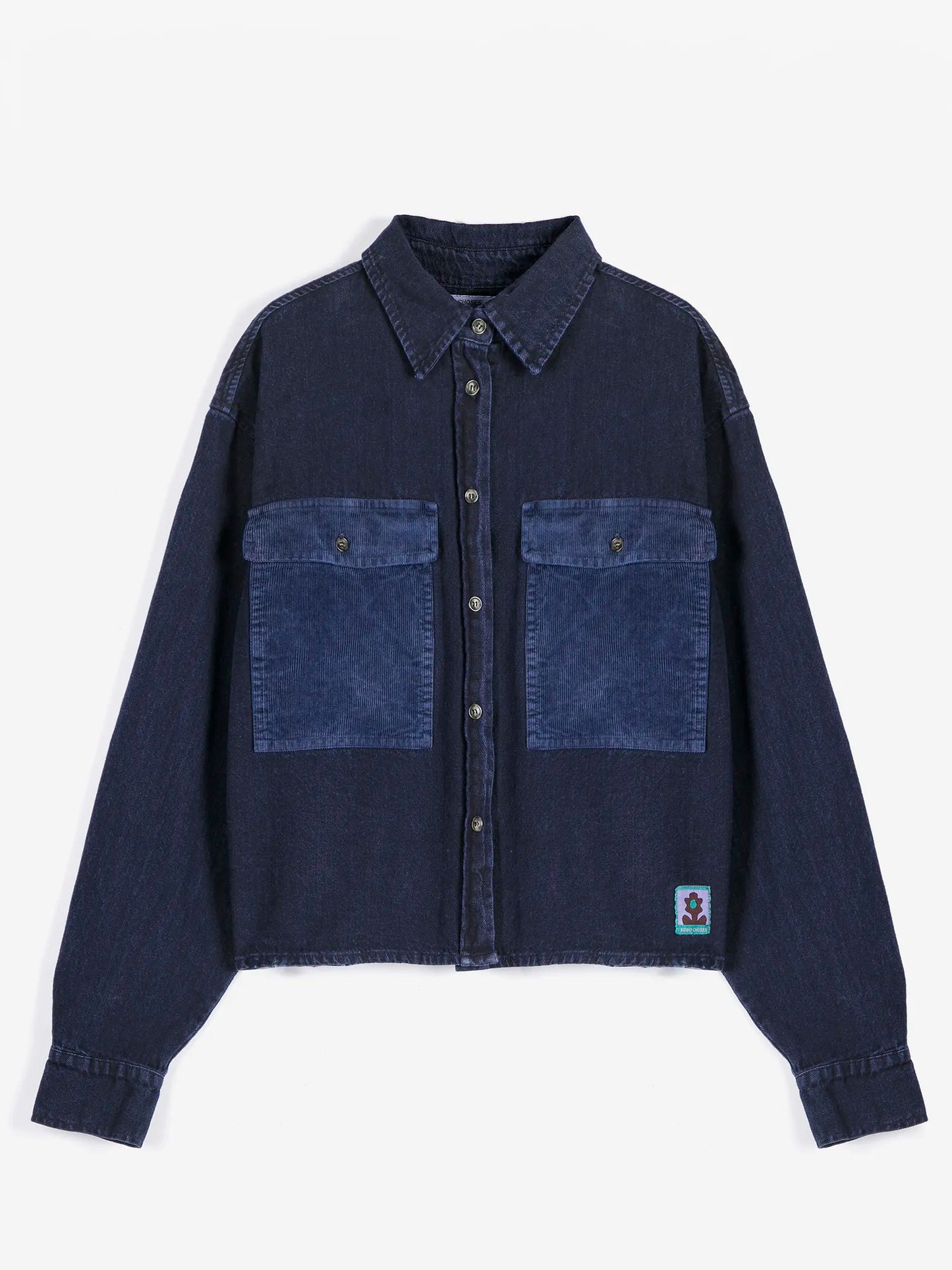 Chemise en denim clair à poches en velours côtelé Big