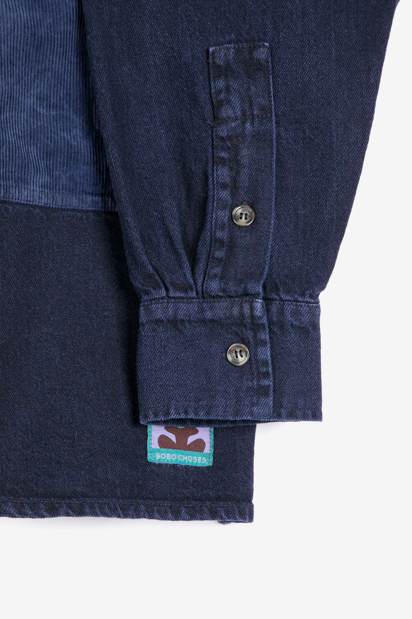 Chemise en denim clair à poches en velours côtelé Big