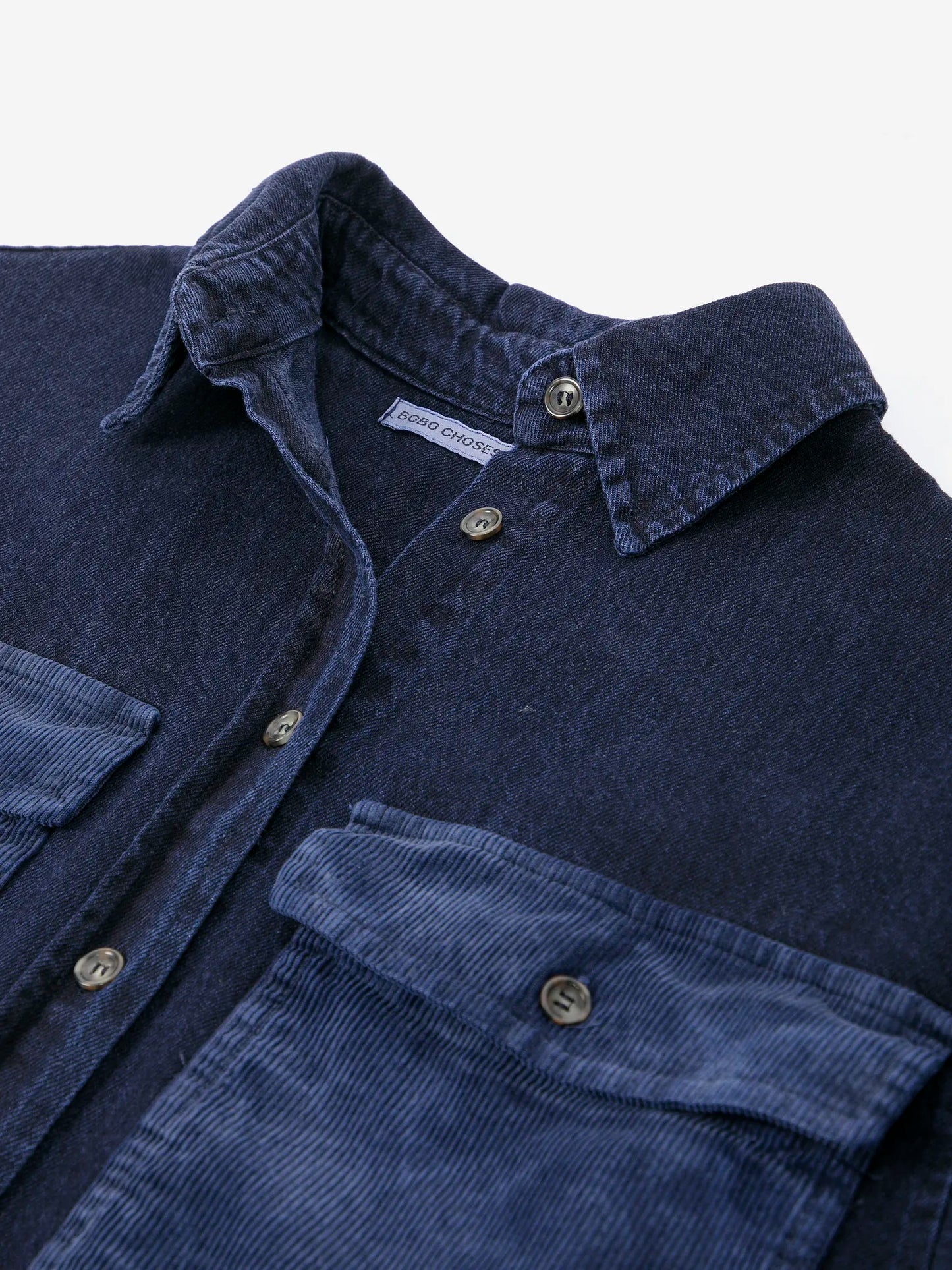 Chemise en denim clair à poches en velours côtelé Big