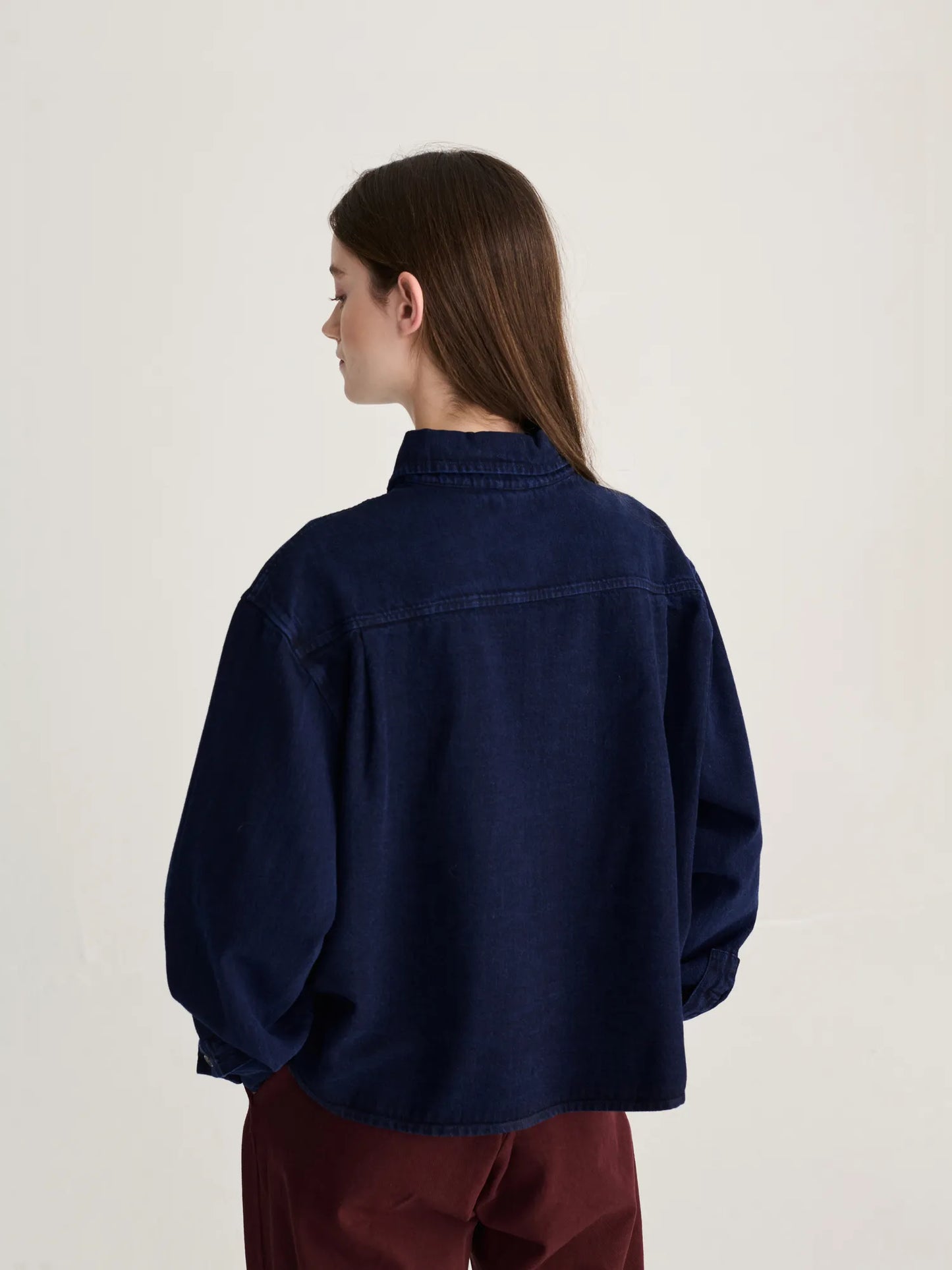 Chemise en denim clair à poches en velours côtelé Big