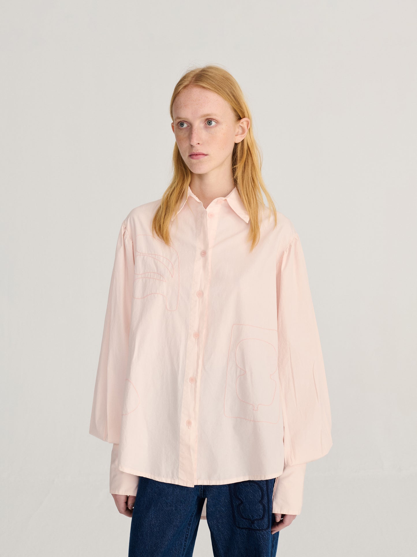 Camisa de popelín amb brodat Plant Seal