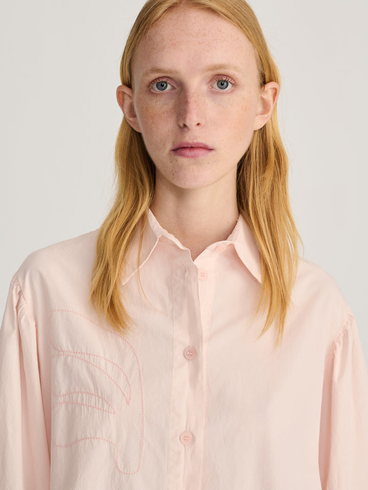 Plant Seal embroidery poplin shirt