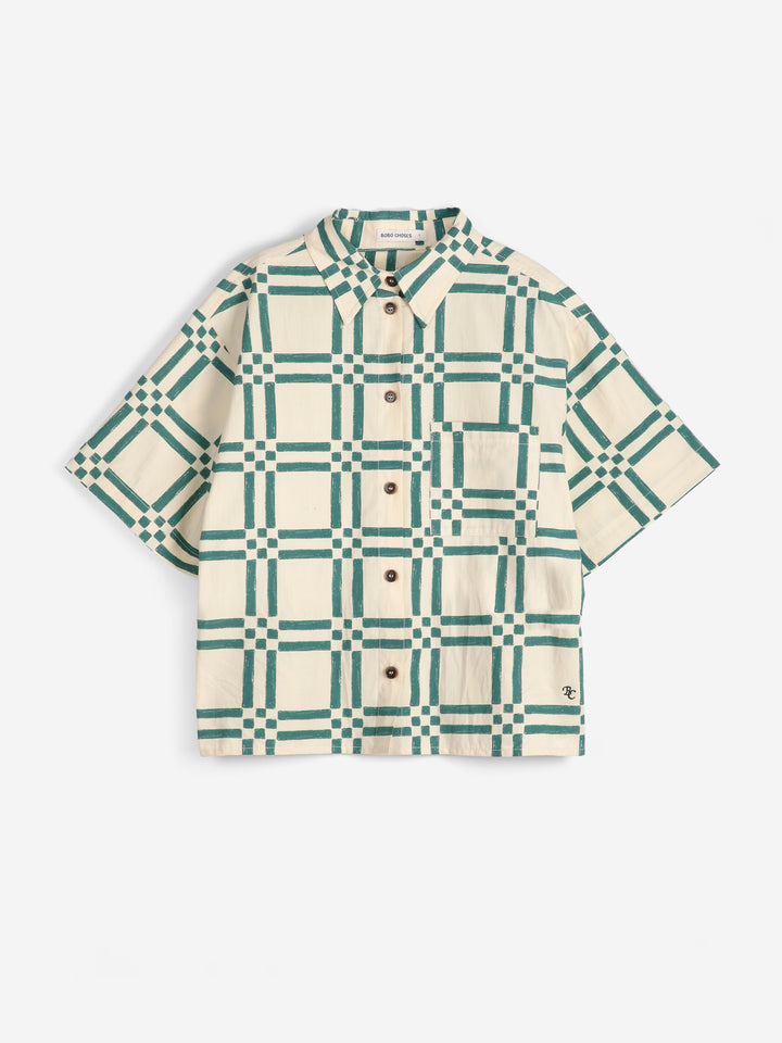 Squares all over poplin shirt