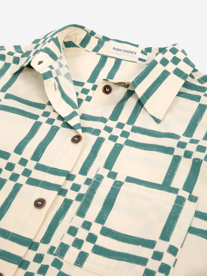 Squares all over poplin shirt