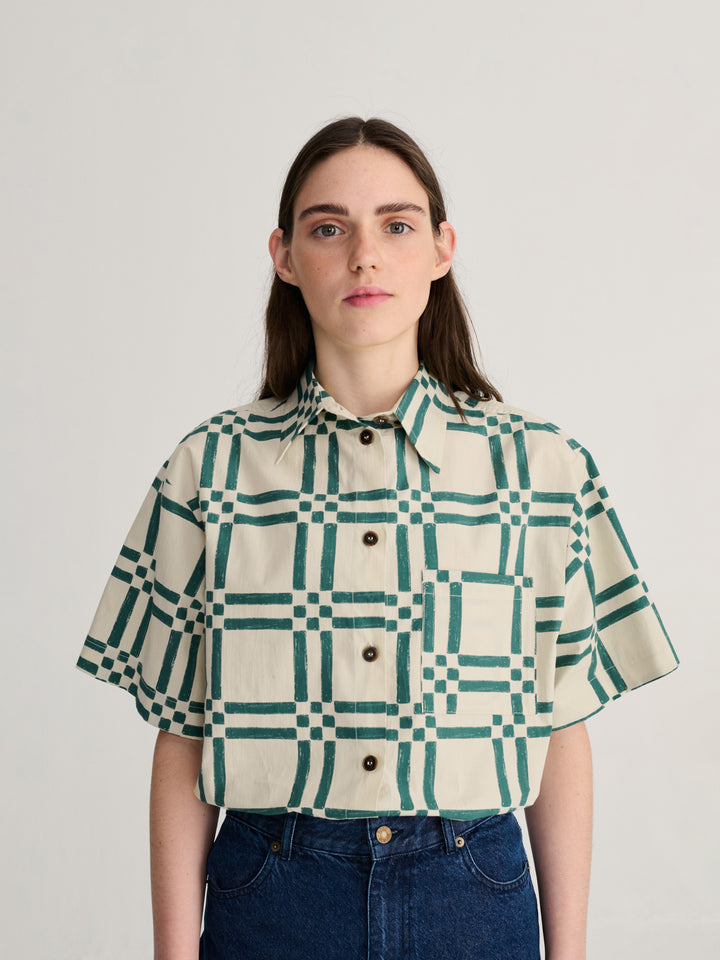 Squares all over poplin shirt