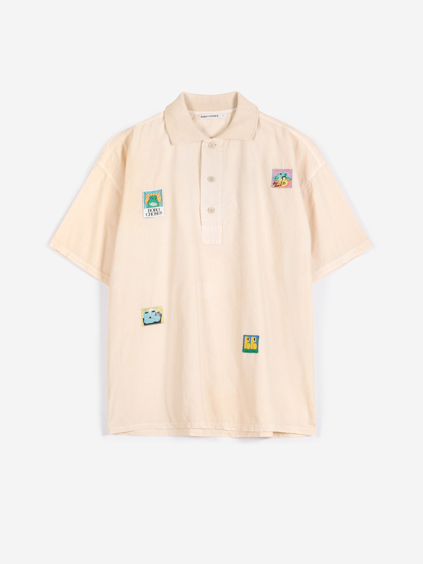 Bobo Labelled oversize poplin polo shirt