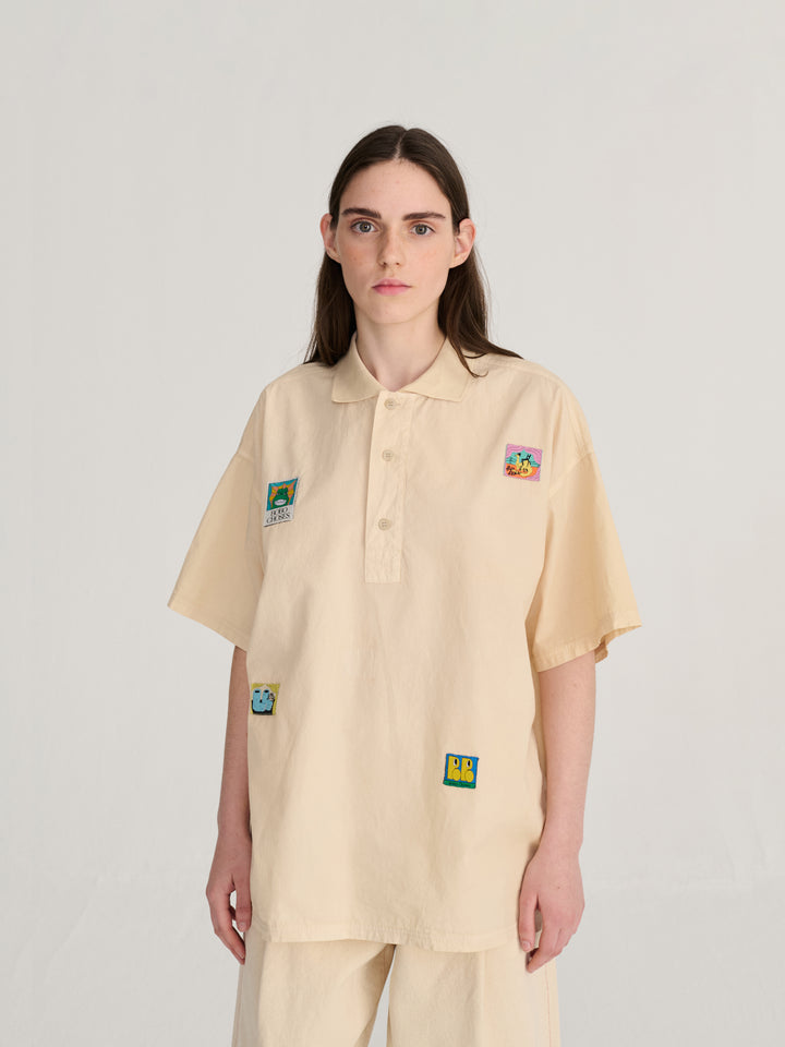 Bobo Labelled oversize poplin polo shirt
