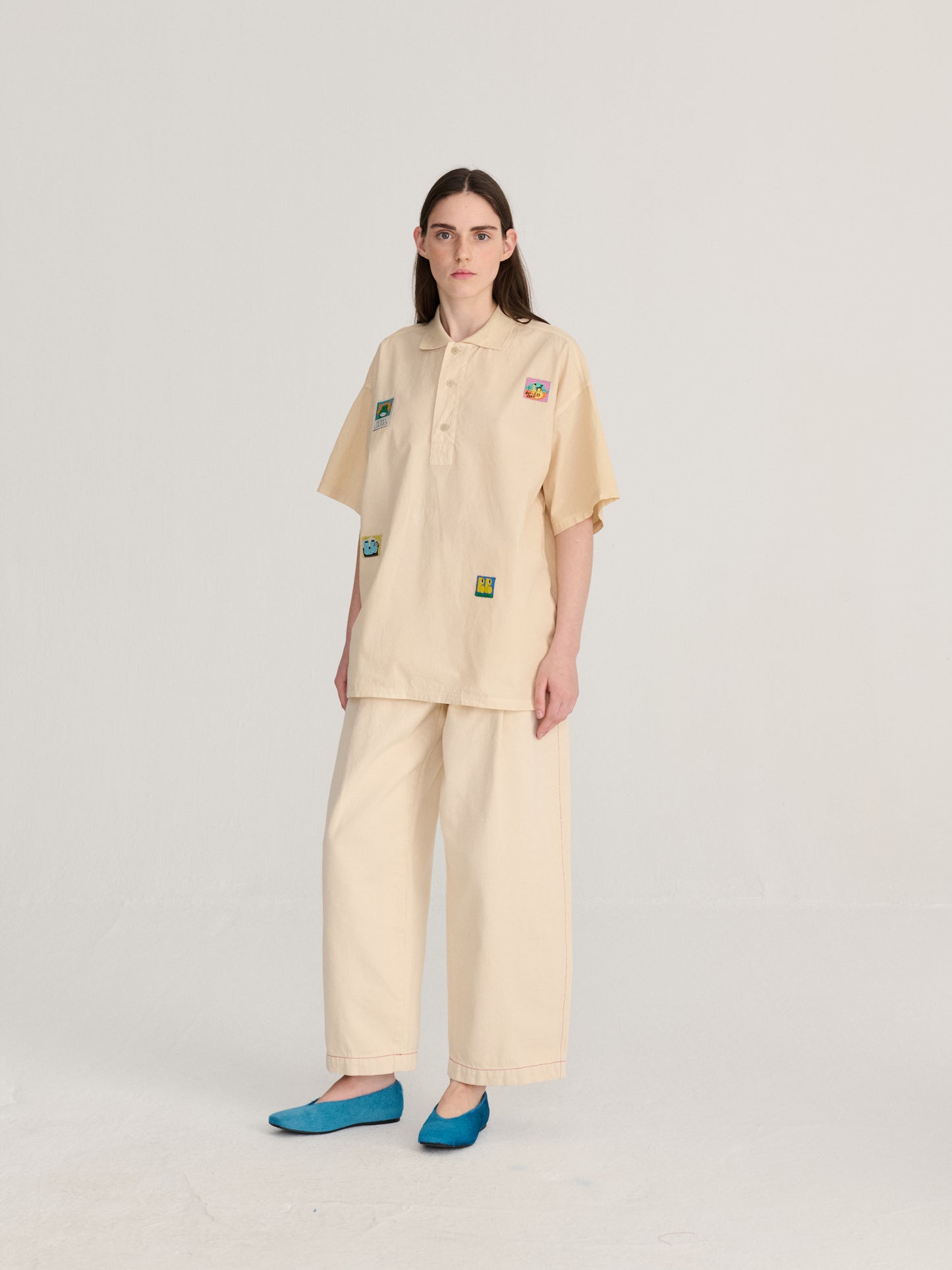 Bobo Labelled oversize poplin polo shirt
