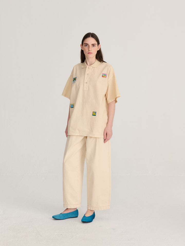 Bobo Labelled oversize poplin polo shirt