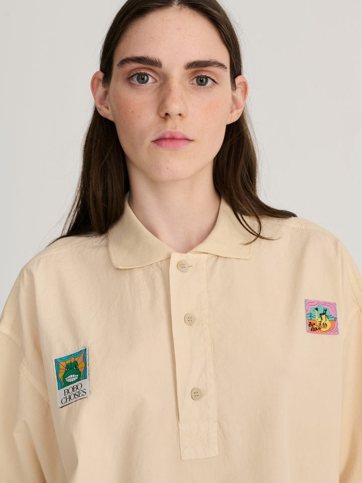 Bobo Labelled oversize poplin polo shirt