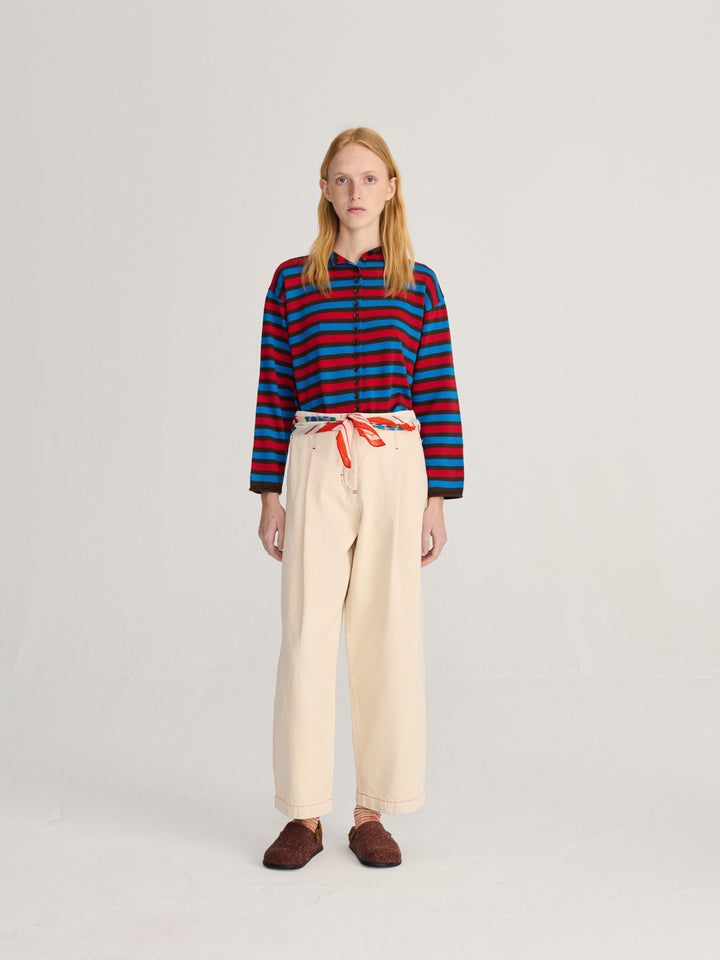 Striped cotton cardigan