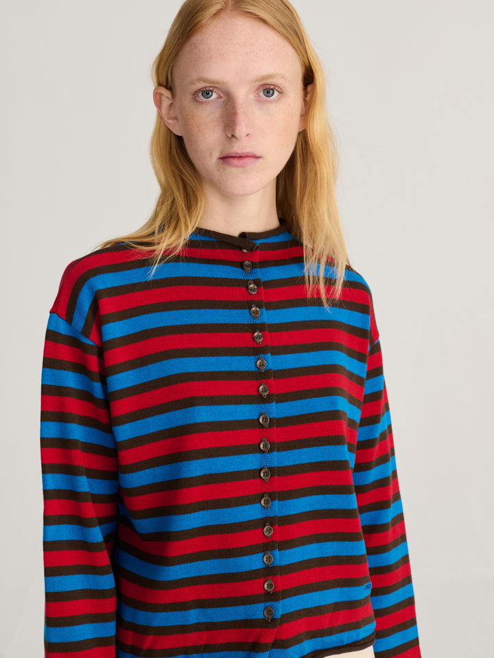 Striped cotton cardigan