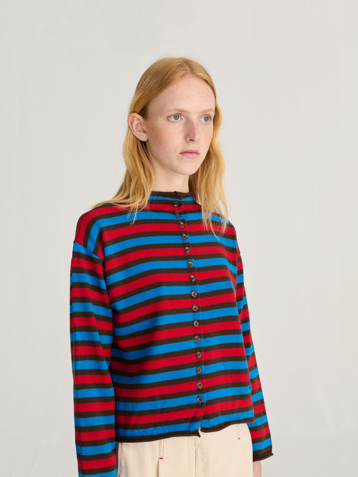 Striped cotton cardigan
