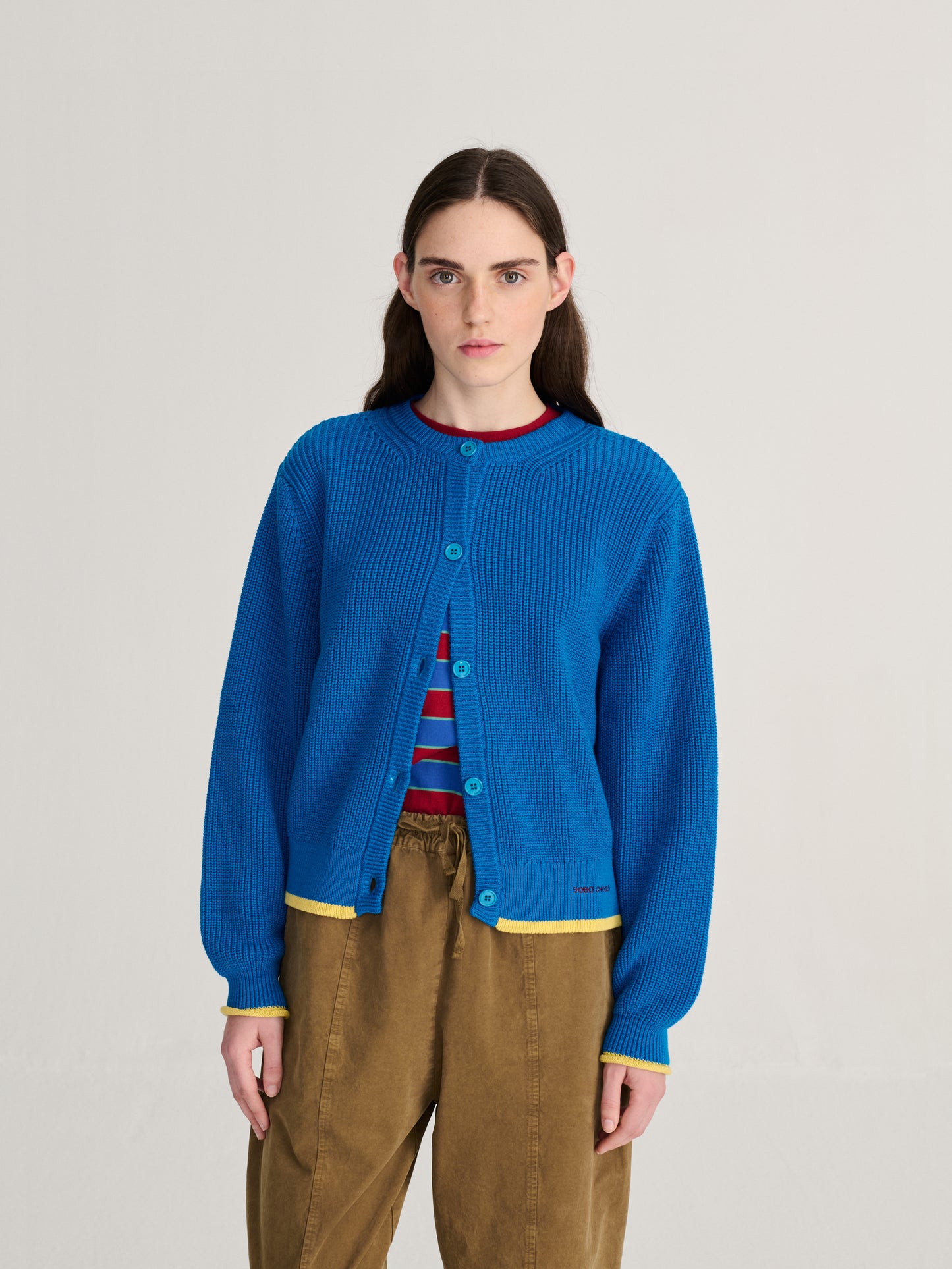 Pearl knitted cotton cardigan