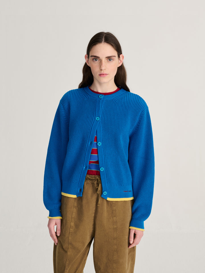 Pearl knitted cotton cardigan