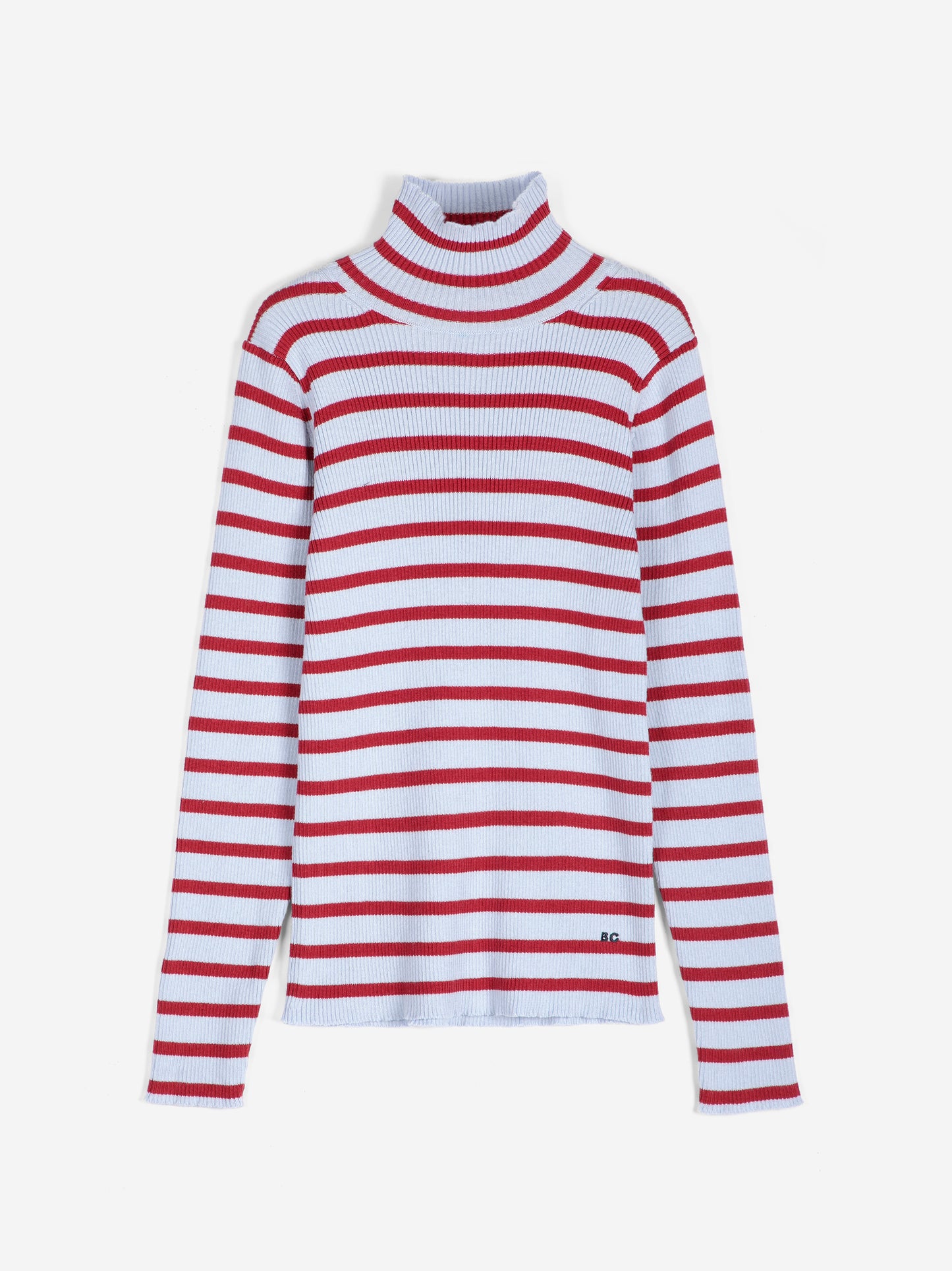 Striped turtleneck wool-cotton jumper