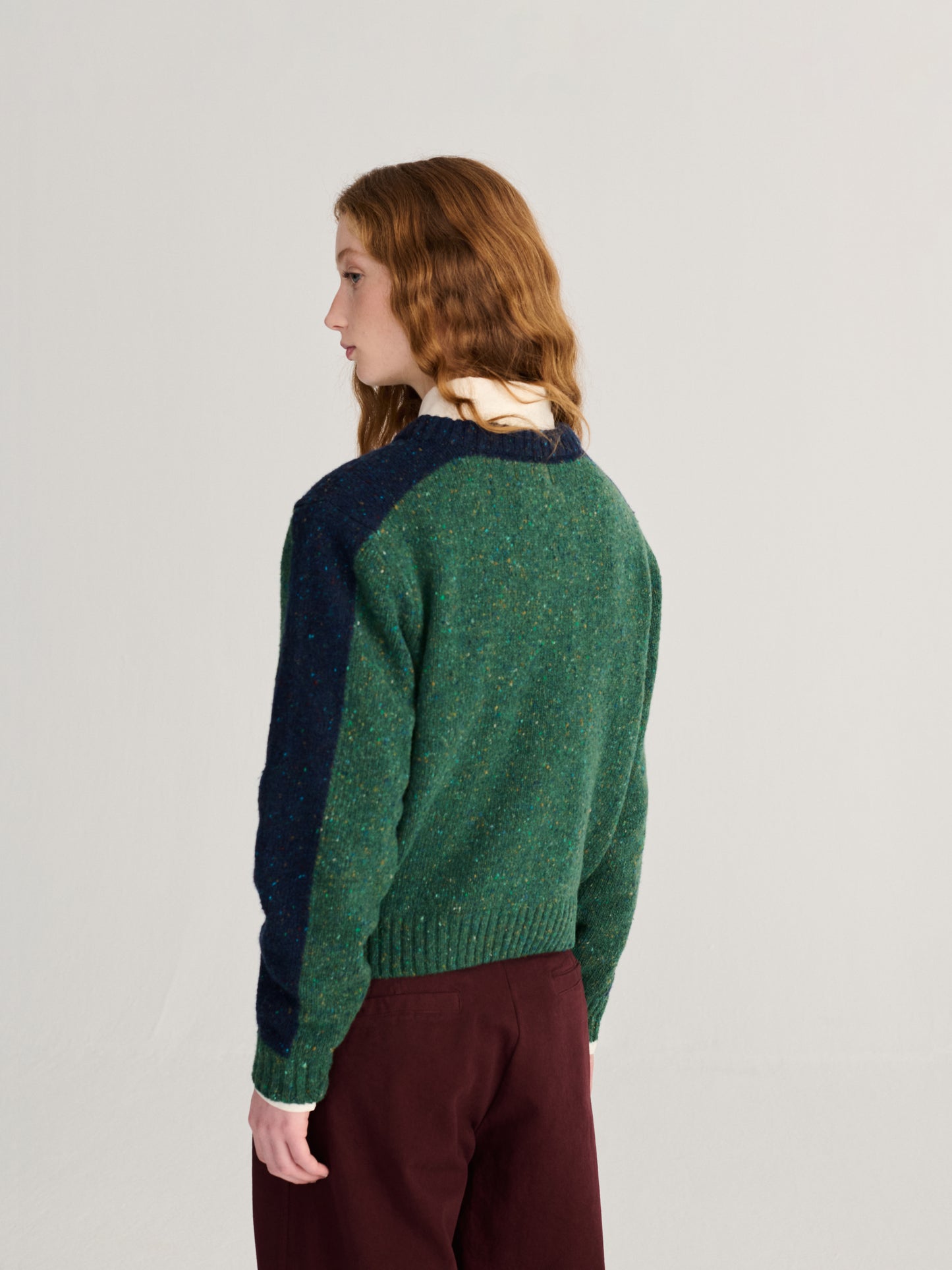 Jersey de mezcla de lana estilo color block