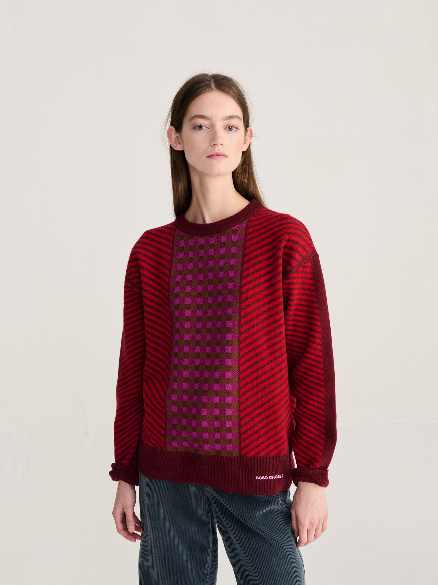 Jacquard wool blend jumper