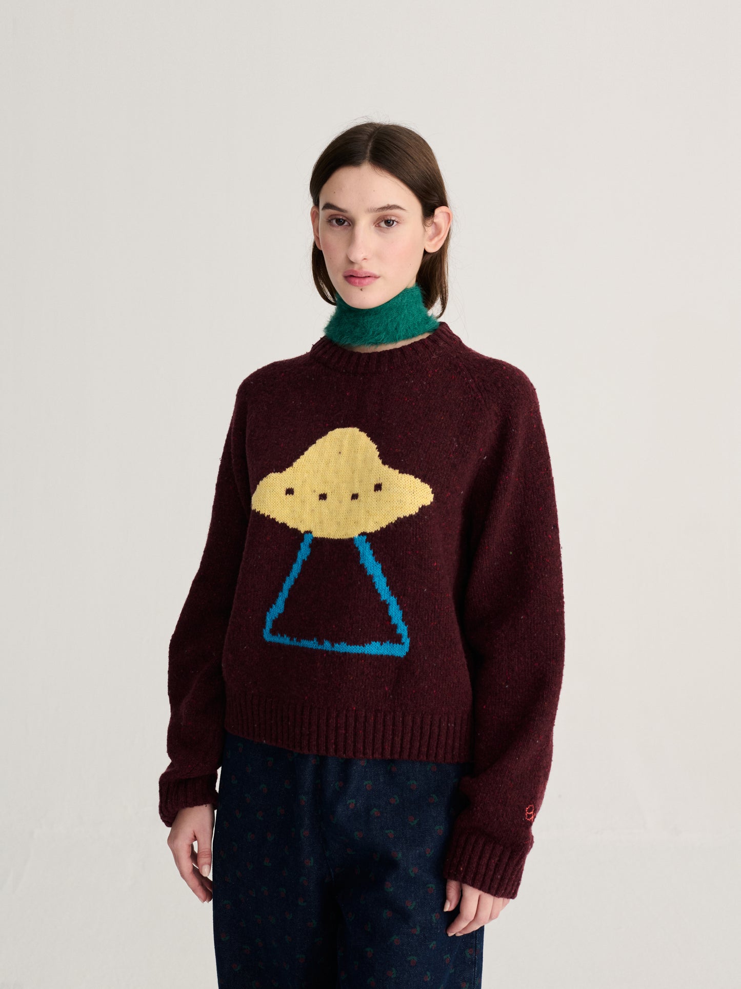 Pixel Abduction jacquard wool blend jumper