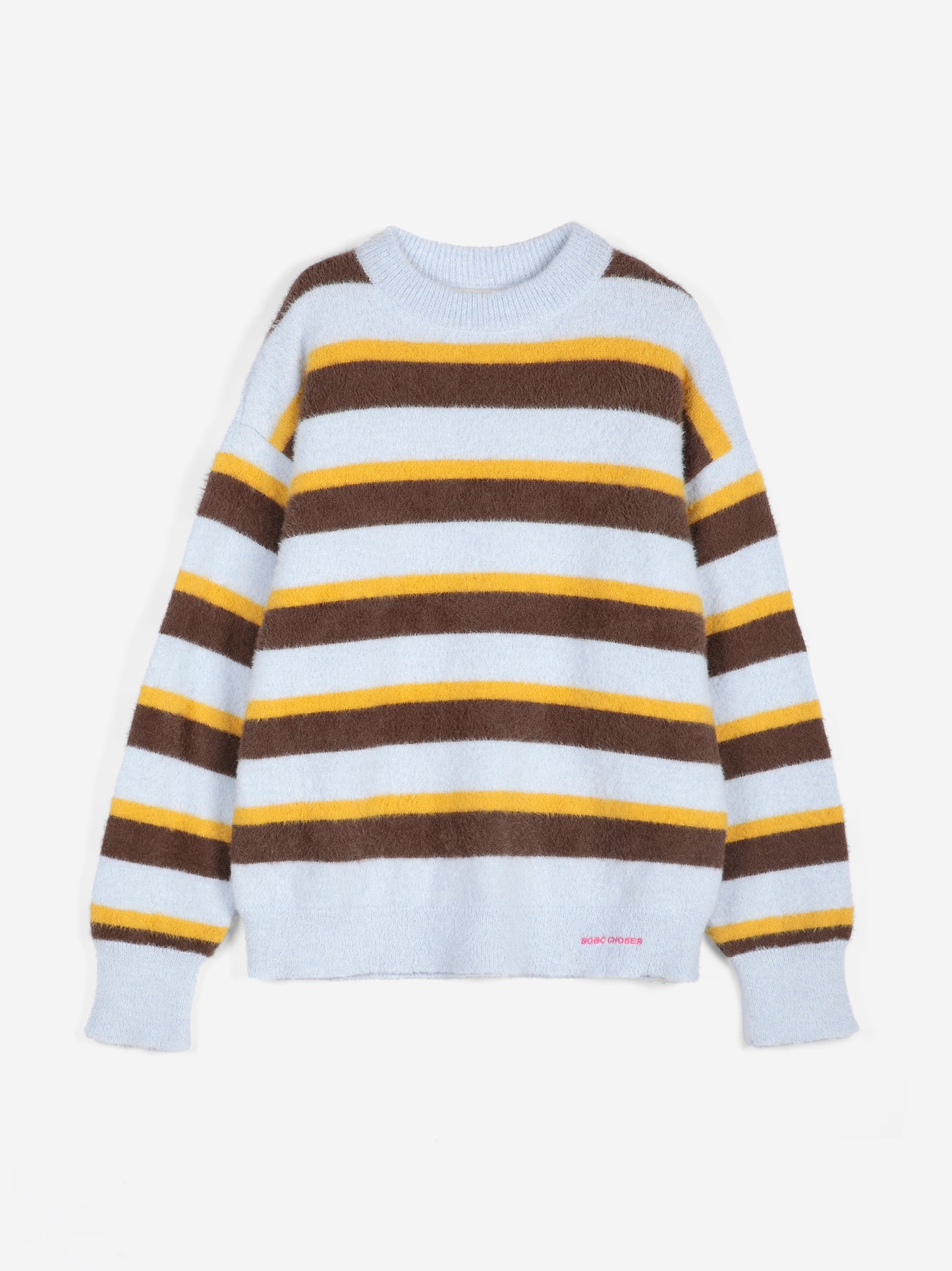 Gestreifter Pullover aus flauschigem Wollmix mit Garn