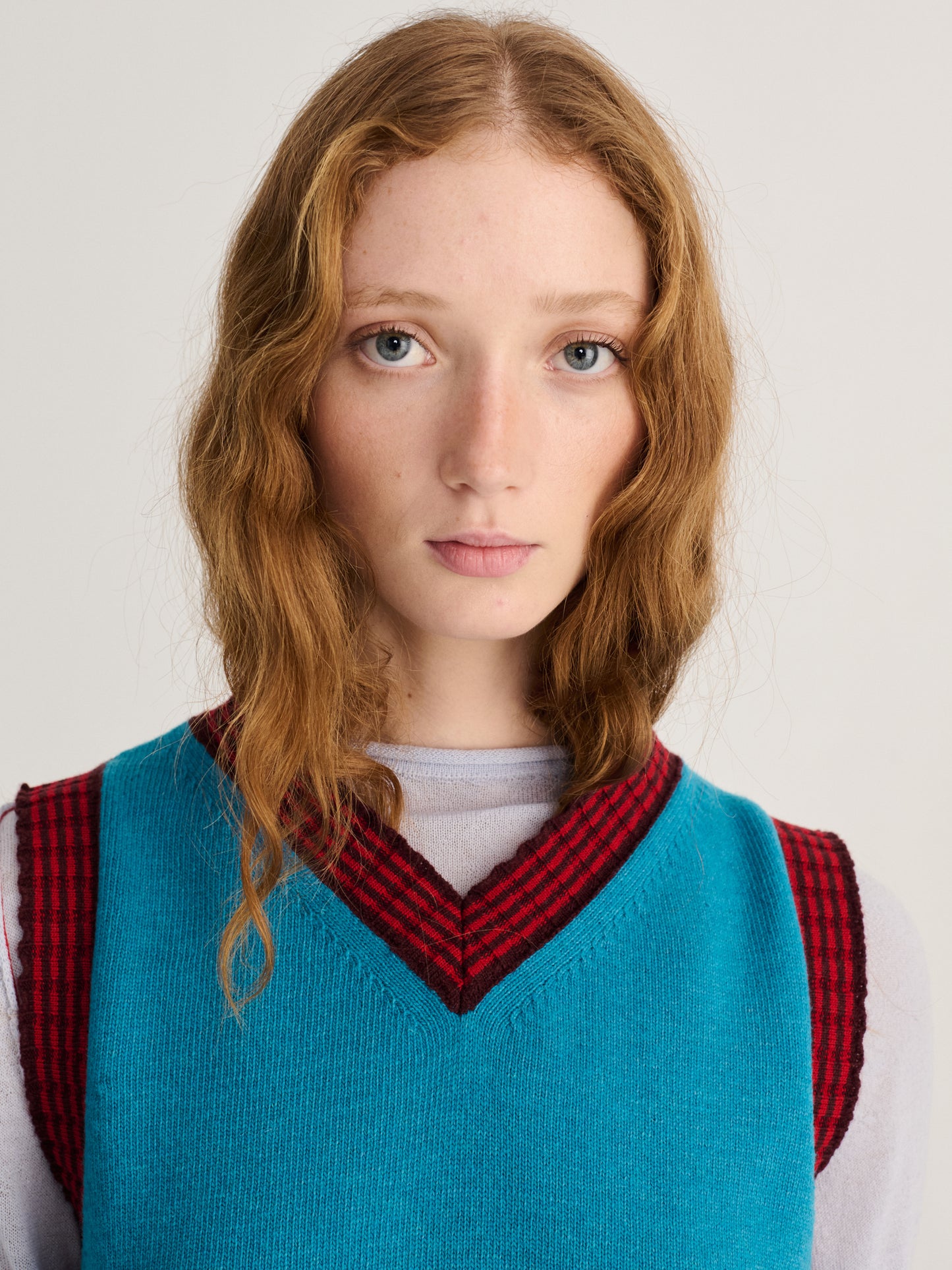 Striped knitted wool blend vest