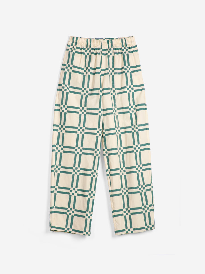 Square all over cotton baggy pants