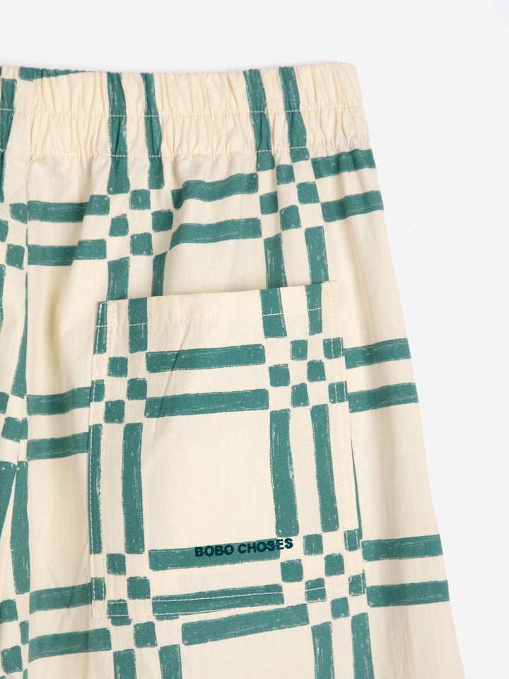 Square all over cotton baggy pants