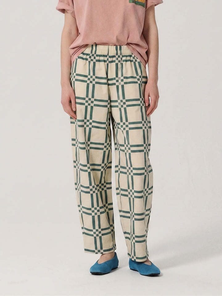 Square all over cotton baggy pants