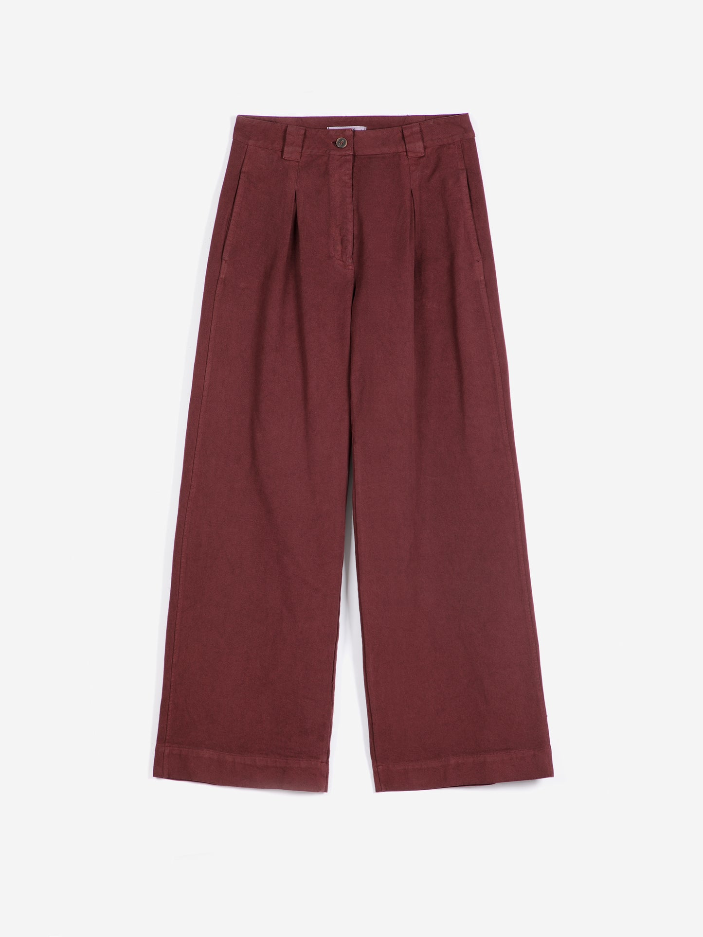 Pleated twill wide-leg pants