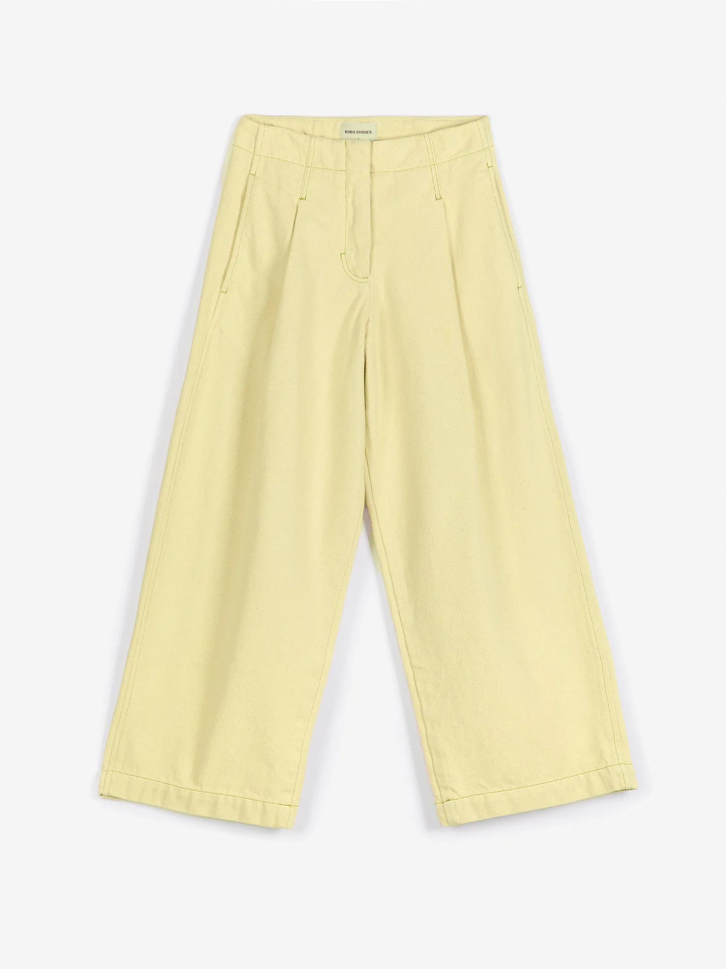 Light Yellow twill pleated barrel pants