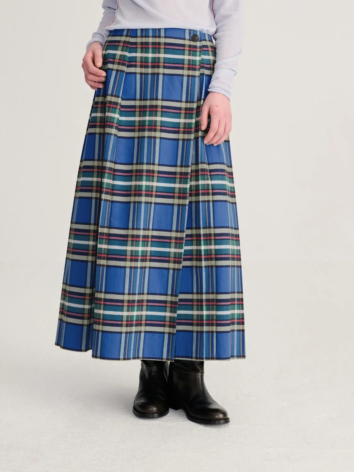 Jupe plissée en flanelle Tartan