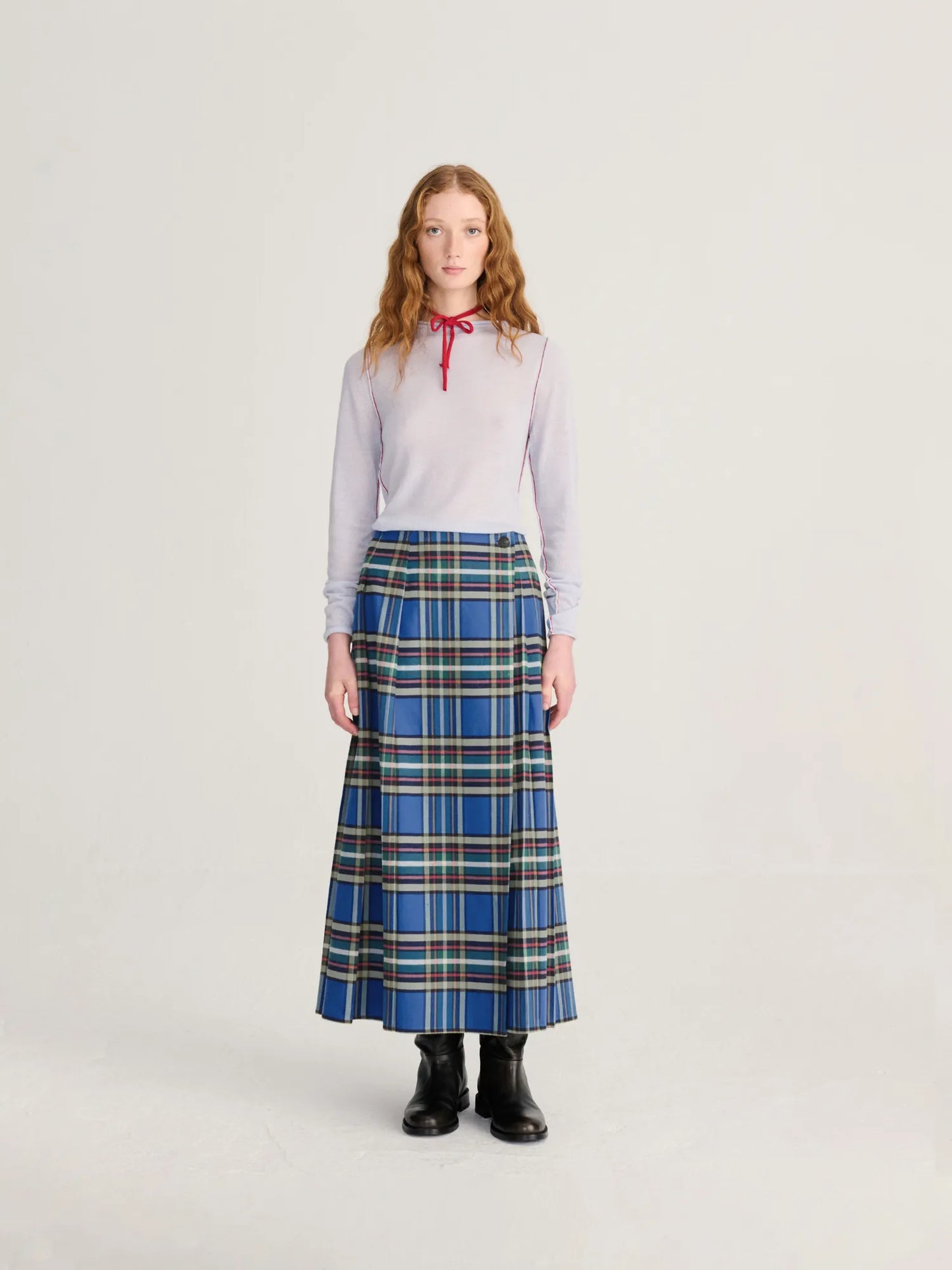 Jupe plissée en flanelle Tartan